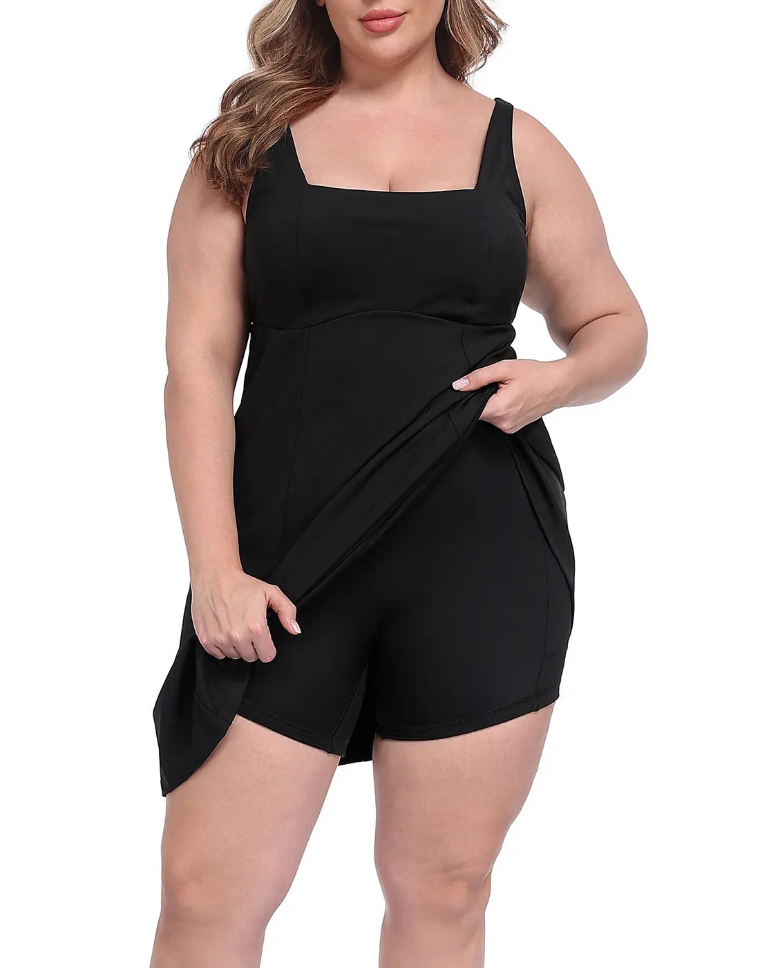 Women's Plus Size Easy Quick Slip Tennis Dress Built-In Shorts and Bra